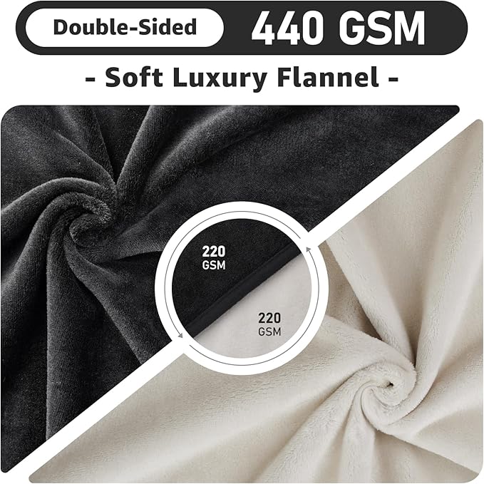 LOOBANI Waterproof Dog Blanket: Spill-Proof Puppy Blankets for Small Medium Dogs Washable, Reversible Soft Flannel Pet Throw for Dog Bed, Crate, Couch Sofa Cover, Travel, 30" x 40", Black & Beige