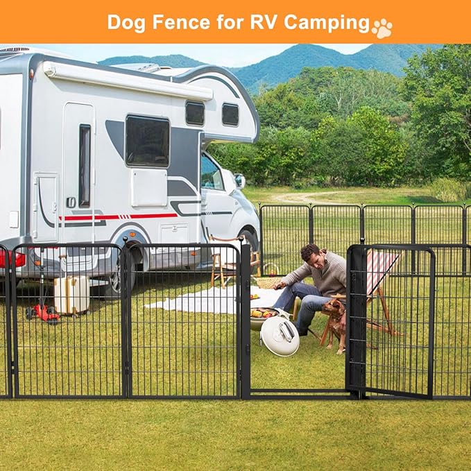 Dog Fence Outdoor Pens Outside,Portable Dog Play Pen 40" H 12 Panels Pet Playpen Exercise Pens for Puppys Small Medium Large Dogs RV Camping Yard Garden Indoor Wide Gate