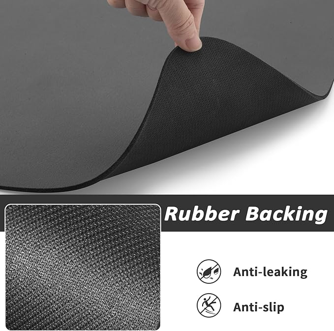 Dog Food Mat - Absorbent Cat Mat for Food and Water, No Stains Pet Feeding Bowl Mat, Easy to Clean Pet Placemats, Quick Dry Dog Water Dispenser Mat for Messy Drinkers | Paw Dark Grey 16"x 24"