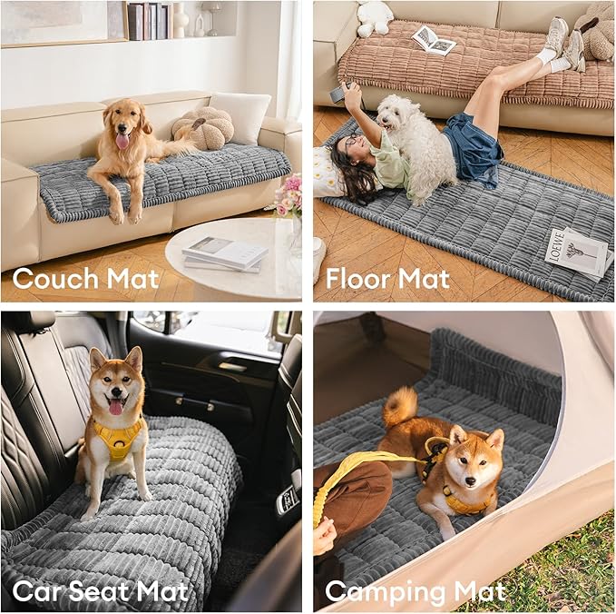 FUNNY FUZZY Pet Couch Covers for Sofa, Washable Dog Couch Cover Protector for Dogs, Flannel Couch Covers for Dogs Pet Friendly Pets Mat Bed Sofa Cover (Blue-Grey, 27.6"×70.9")