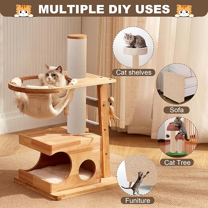 Cat Scratch Furniture Protector, 78.7"x15.8" Cat Scratching Mat, Trimmable Self-Adhesive Cats Claws Scratch Pads, DIY Carpet Mat Replacement for Cats Tree, Cats Wall Shelves, Khaki