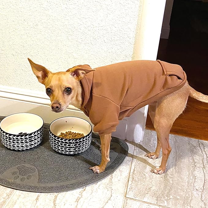 Jecikelon Winter Dog Hoodie Sweatshirts with Pockets Warm Dog Clothes for Small Dogs Chihuahua Coat Clothing Puppy Cat Custume (Coffee, Small)