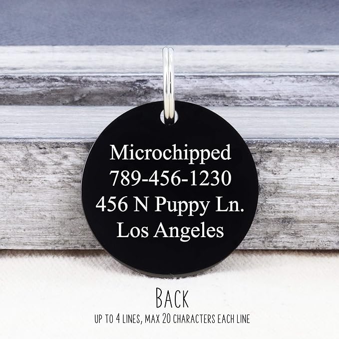 Ultra Joys Stainless Steel Pet ID Tag Dog Name Tags Personalized Front & Back Engraving, Customized Dog Tags and Cat Tags, Optional Engraved on Both Sides, Round Tag with Mountain on Top Design, Large