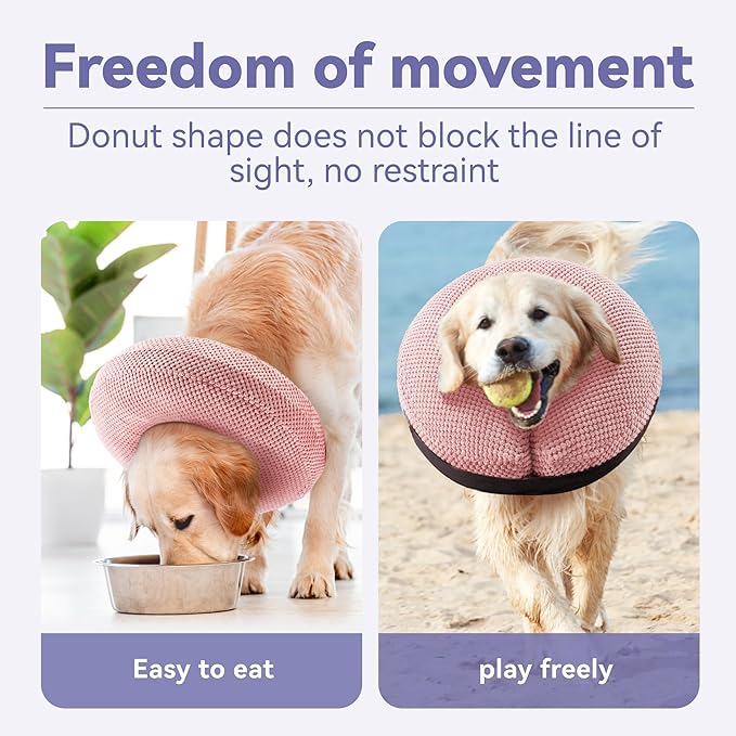 Soft Inflatable Dog Cone Collar for Large Medium Small Dogs Cats After Surgery - Neck Donut, E Collar Alternative for Recovery