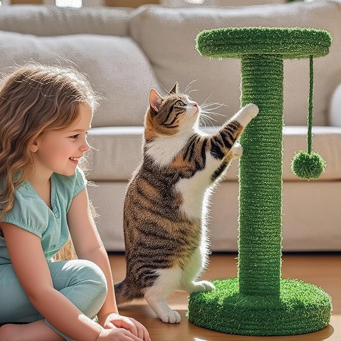 PowerKing Natural Sisal Replacement Scratching Post, 4 Pieces M8 Cat Scratch Post Refill Pole Parts for Refurbishment, White, Include Screws (Green-15.7''+15.7''+7.87''+7.87'')