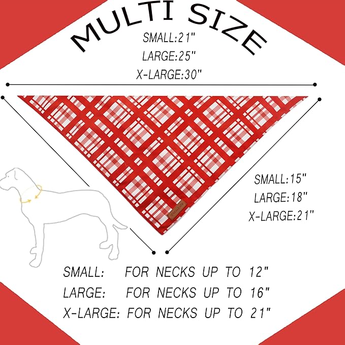 Realeaf Valentine's Day Dog Bandanas 2 Pack, Reversible Red Plaid Heart Dog Scarf for Boy and Girl, Premium Durable Fabric, Holiday Love Bandana for Large and Extra Large Dogs Pets (Large)