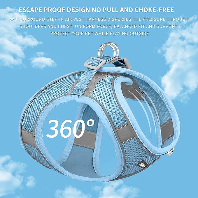 AIITLE Easy Walk Dog Harness and Leash Set - Pet Supply No Pull, Step in Adjustable Dog Harness with Padded Vest, Dog Harness No Choke Over, Easy to Put on Medium Dogs Pure Blue L