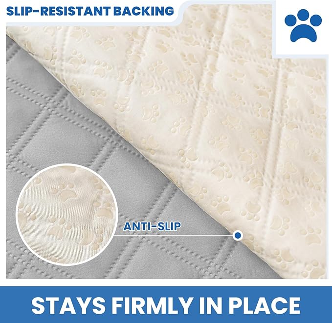 Waterproof Dog Bed Cover Pet Blanket, Soft Couch Cover for Dogs Washable, Non-Slip Dog Blanket Protect Furniture Couch Sofa Car for Puppy Large Dogs Cat (52x82 Inch, Light Grey)