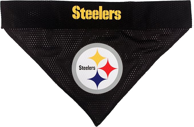 Pets First NFL Pittsburgh Steelers Reversible Bandana Size XX-Large for Dogs & Cats. 2 Sided Sports Bandana, Premium Embroidery Team Logo, Many NFL Teams Available