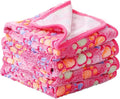 Tatuo 4 Pcs Dog Blanket for Pet Cat Blankets Indoor Puppy Teething Stuff Toys Paw Print Fleece Soft Blanket Sleep Mat for Guinea Pig Cage(Pink,Small(24 x 16 Inch),Square)