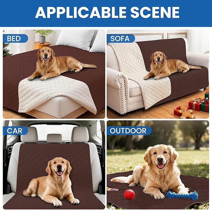 Waterproof Dog Blanket, Non-Slip Soft Pet Bed Cover, Couch Cover for Dogs Washable, Protects Sofa, Furniture, Crate, Car, Tear Resistant Leakproof Pet Blanket (30x70 Inch, Coffee)