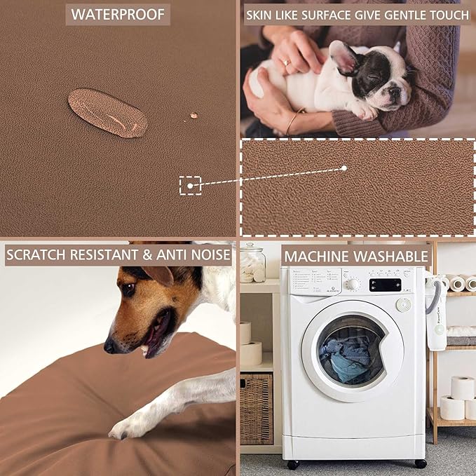 Dog Bed Cover Waterproof Replacement Machine Washable Covers for Dog Bed Heavy Duty Scratch Resistant Mattress Protector Pet Bed 30x20 Inch Brown Cover Only