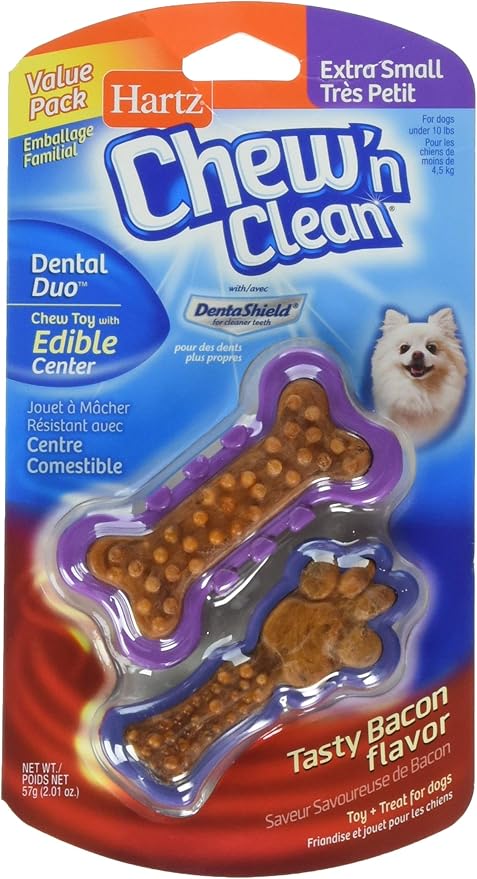 Hartz Chew'n Clean Dental Duo Dog Treat & Chew, Extra Small