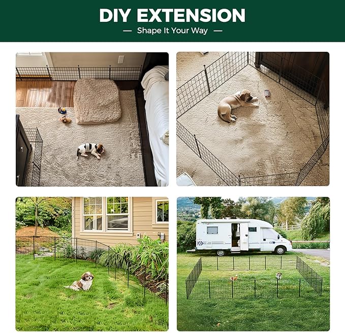 FXW MiniPaws Unleashed Dog Playpen, Expandable & Portable Design for Yard, RV Camping and Indoor Use, for Small and Medium Dogs, 32-inch 12 Panels