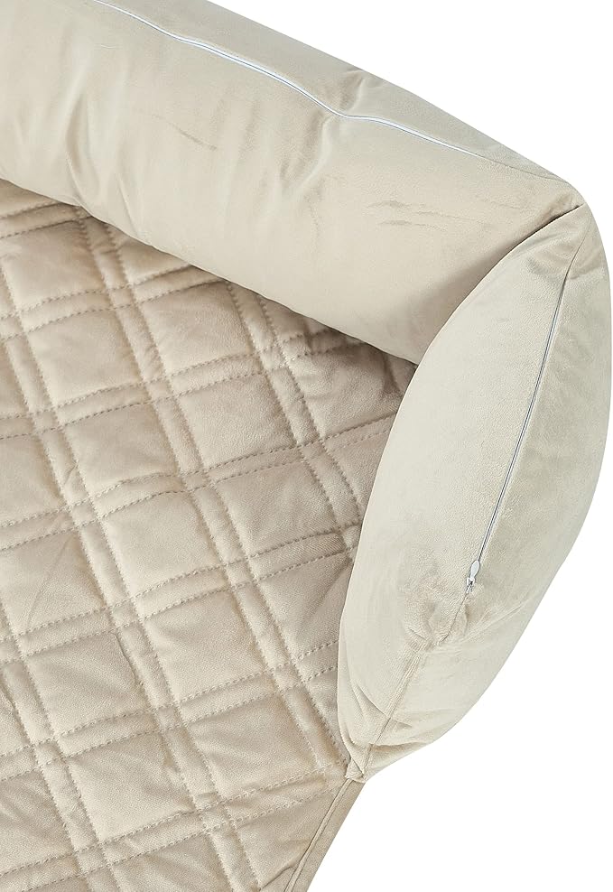 Brilliant Sunshine Premium Calming Dog Bed Mat, Silky Velvet, Removable Washable Cover, Cushion Protector and Couch Covers for Dogs, Pets, Cats, Small, Beige Natural