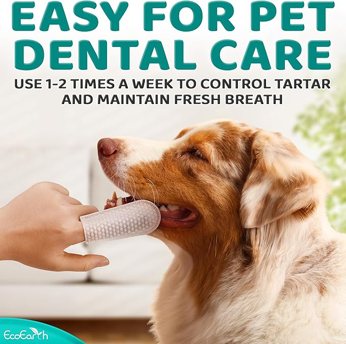 Premium Teeth Cleaning Wipes for Dogs & Cats - 50 Pcs - Pet Dental Care Finger Pads for Fresh Breath & Oral Hygiene - Embossed Pattern & Nano Plastic-Dotting to Remove Plaque & Tartar