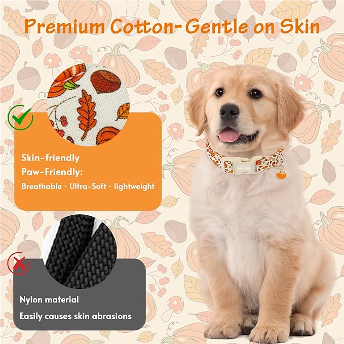 Fall Dog Collar – Halloween & Thanksgiving Dog Collars for Large Dogs – Soft & Comfortable Autumn Puppy Collar with Quick Release Buckle, Large Dog Collars for Girl Boy Dogs-L