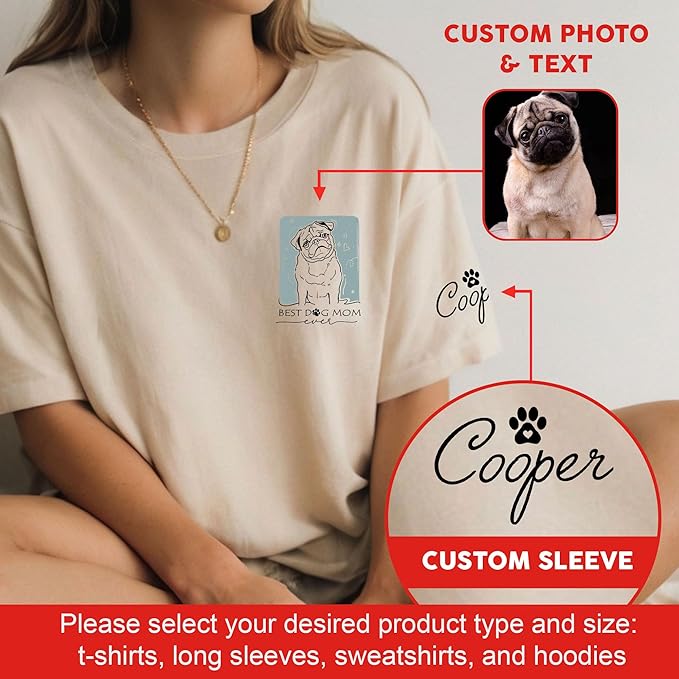 Custom Dog Mom Shirt Gifts for Women, Mother's Day Hoodie, Custom Shirt with Dog Picture for Women