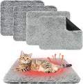 KOOLTAIL Self Warming Cat Bed, 4 Pack 16*20in Plush Extra Warm Self Heating Pet Pad for Crate, Floor, Indoor Outdoor, Non-Slip Upgraded Thermal Foil Puppy Kitten Mat with Removable Washable Cover,Grey