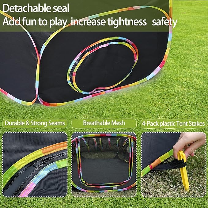 Outdoor Cat Enclosure, Portable Cat Tents for Outside with Storage Bag, Outside Cat Playpen Pet Enclosure with Toy Ball, Cat Tunnel Outdoor Playground for Cats & Small Animals