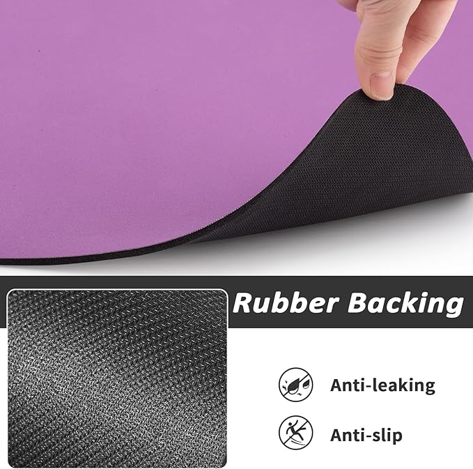Dog Food Mat - Absorbent Cat Mat for Food and Water, No Stains Pet Feeding Bowl Mat, Easy to Clean Pet Placemats, Quick Dry Dog Water Dispenser Mat for Messy Drinkers | Paw Purple 18"x34"