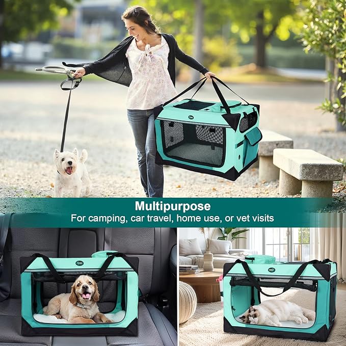 Ownpets Extra Large Cat Carrier for 2 Cats Small Dogs, 24 Inches Collapsible Soft Dog Crate for Car Travel, Portable Pet Carrier with Soft Mat