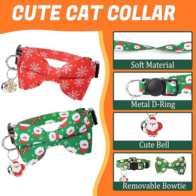 18 Pcs Holiday Cat Collars St. Patrick's Day Cat Collars with Bowtie Adjustable Breakaway Kitten Collar with Plastic Buckle for Holiday Pet Cat Costume