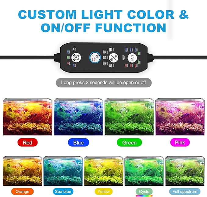SEAOURA 24/7 Mode Led Aquarium Light for Plants Growth- Sunrise to Moonlight, 7 Colors, Adjustable Timer/Brightness, Full Spectrum Fish Tank Lights for 48 Inch to 54 Inch Tank