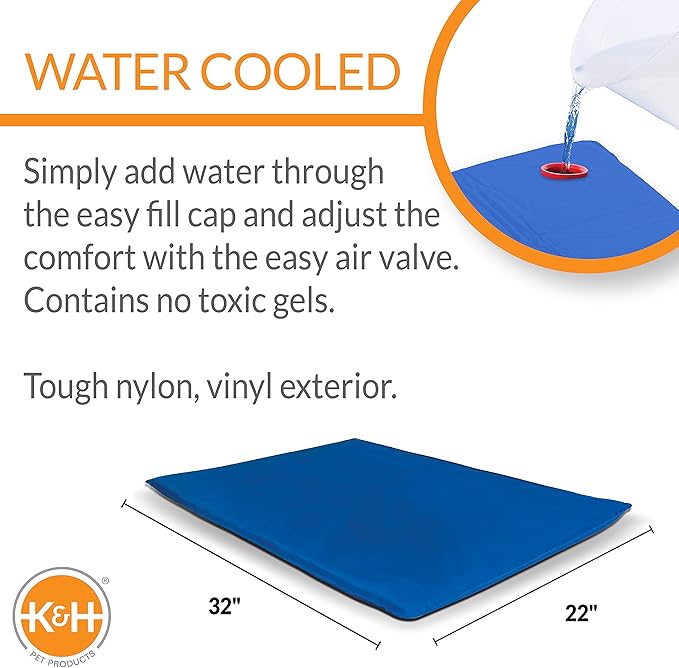 K&H Pet Products Cool Bed III Dog Cooling Mat, Indoor Outdoor Cooling Beds for Medium Dogs, Chilling Pet Pad for in Home, Outdoor Houses, Crates, Yards, Porches - Medium 32 X 22in Chill Blue