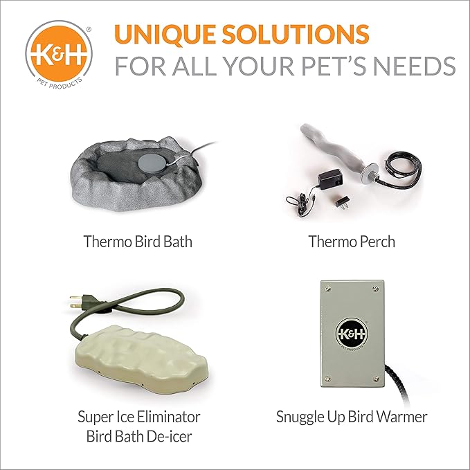 K&H Pet Products Snuggle-Up Bird Cage Heater, Bird Cage Accessory, Exotic Avian Warming Panel for Small Exotics Like Parakeet, Cockatiel, Canary - Small 5 X 3in Gray 12V