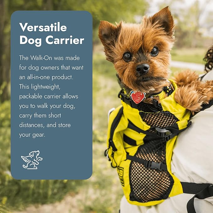 K9 Sport Sack Walk-On - Medium, Buttercup Yellow - Ideal for Dogs with 17-19” Back Length - Lightweight, Packable, Backpack-Style Carrier - Includes Compatible Harness & Storage Bag