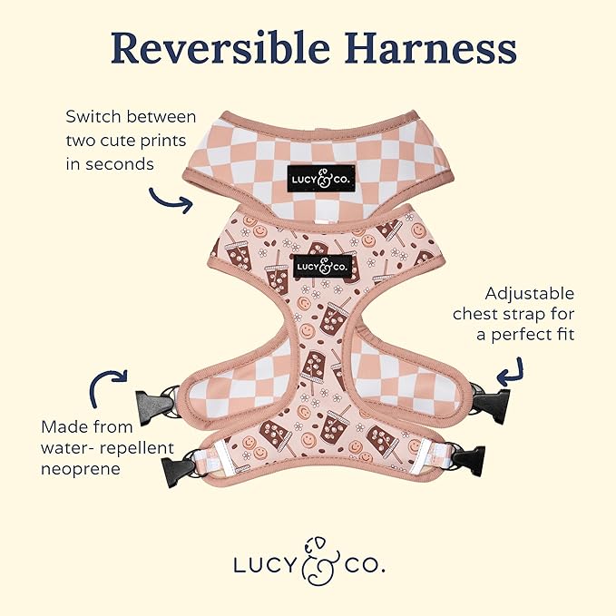 Lucy & Co. Cute Reversible Dog Harness Walking Halter - Best Designer Pet Harnesses for XS - XL Dogs - Padded Adjustable Vest for Easy Walking (Large, Merry & Bright)