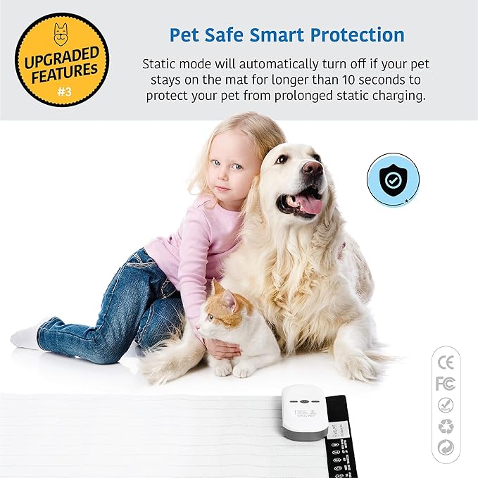 SVD.PET (2-Pack Pet Training Mat with Tester, Pet Shock Pad, Dogs & Cats Electronic Repellent mat for Indoor, 3 Training Modes, 5 Levels, Pet Safe Mode (White controler 30" X 16")