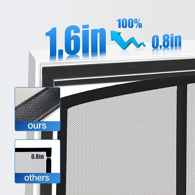 Magnetic Screen Door Upgraded PET Mesh Stronger Than Fiberglass and Polyester,Hands Free,Keeps Bugs Out,Pet & Kid Friendly,Suitable for Sliding Door,Large Patio Door and French Door-70''x79''