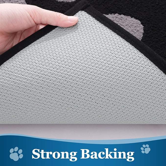 Buganda Dog Door Mat for Muddy Paws, Absorbent Dirt Trapper Washable Indoor Doormats, Non Slip Low-Profile Mud Mat for Dogs, Front Entrance Doormat for Inside Floor (59x24 Inches, Black and Grey)