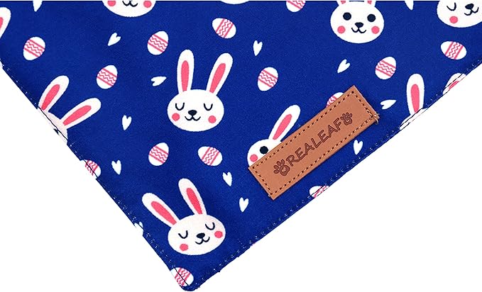 Realeaf Easter Dog Bandanas 2 Pack, Triangle Reversible Pet Scarf for Boy and Girl, Premium Durable Fabric, Holiday Bandana for Small Medium Large and Extra Large Dogs (Small)