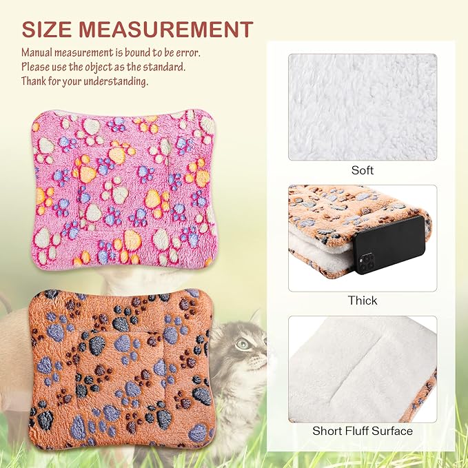 Tuanse 4 Pack Ultra Soft Dog Cat Bed Mat Small Animal Guinea Pig Bed with Cute Print Reversible Fleece Dog Crate Kennel Pad Cozy Washable Thickened Hamster Pet Beds Mat(13 x 19 Inches,Vivid Color)