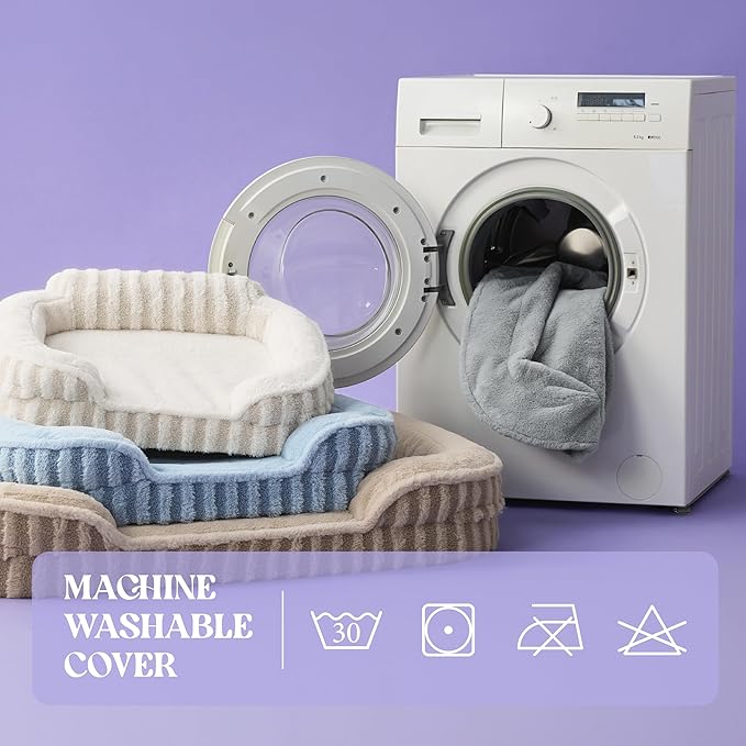 LE SURE Cute Dog Beds Large Sized Dog, Orthopedic Waterproof Large Pet Bed with Sides, High Back Non-Slip Bottom and Egg-Crate Foam Pet Couch Sofa with Washable Removable Cover, Beige