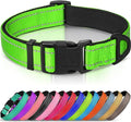 Joytale Reflective Dog Collar, Soft Neoprene Padded, Metal D-Ring, Nylon Pet Collar Adjustable for Medium Dogs, Green, M
