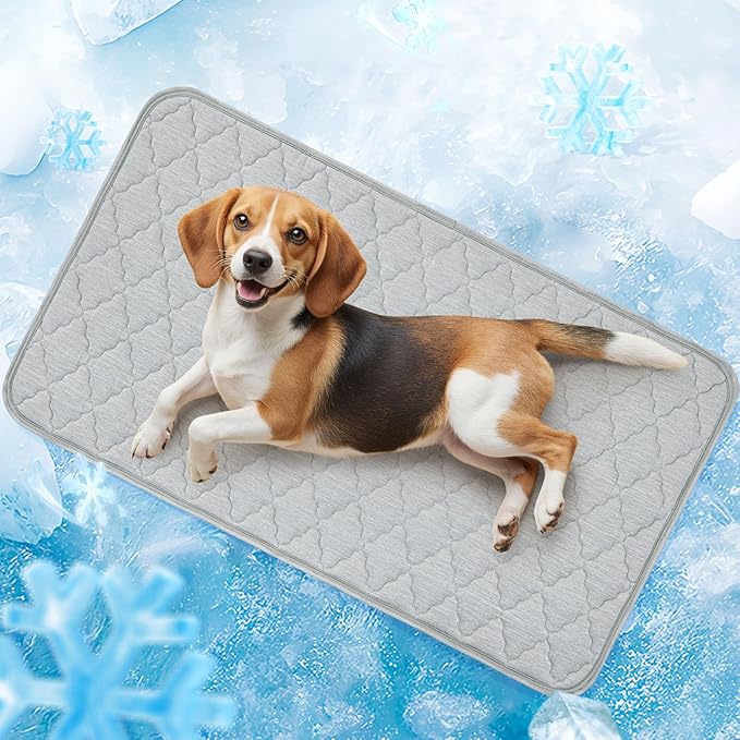 LOOBANI Dog Cooling Mat 28"x48"- Dog Cooling Pad Durable, Cool Blanket Machine Washable, Large Pet Cool Mat for Outdoor, Indoor (Grey, 28"x48")
