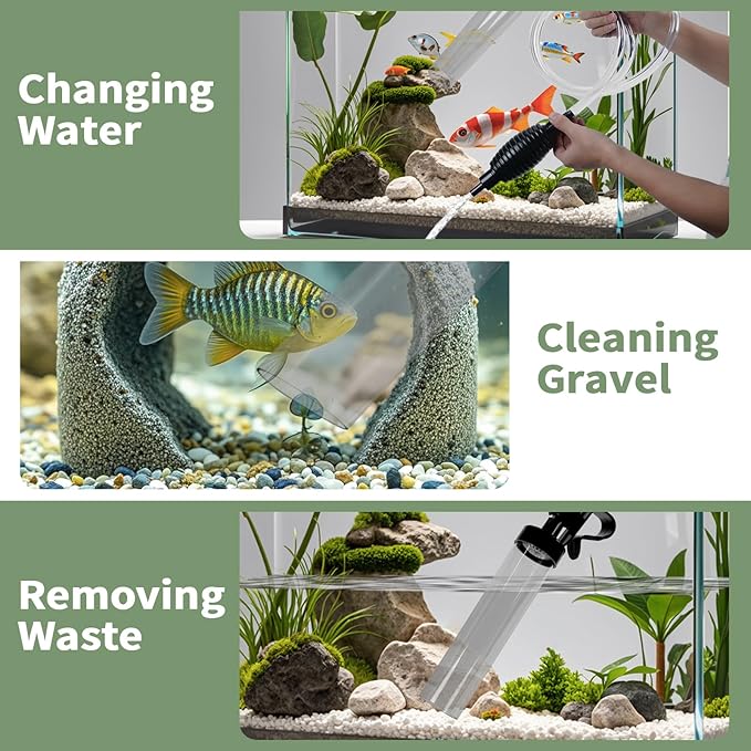 6ft Aquarium Siphon Vacuum Cleaner, Hand Siphon Pump Water Changer for Fish Tank Cleaning Gravel & Sand