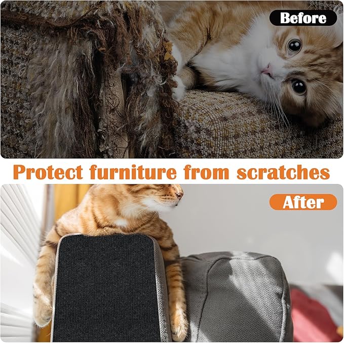 Cat Scratch Furniture Protector - 78.7" x 17" Trimmable Self-Adhesive Cats Claws Scratch Pads, DIY Cat Climbing Couch Protector for Scratch Post Cat Tree Replacement Indoor (Black)