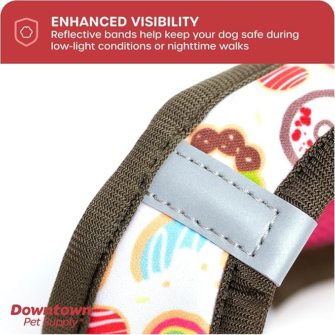 Downtown Pet Supply Step-in Dog Harness – No Pull, Adjustable Padded Mesh with Reflective Trim, Secure Buckle Strap – Comfortable & Breathable Small Dog Harness, X-Large, Donut