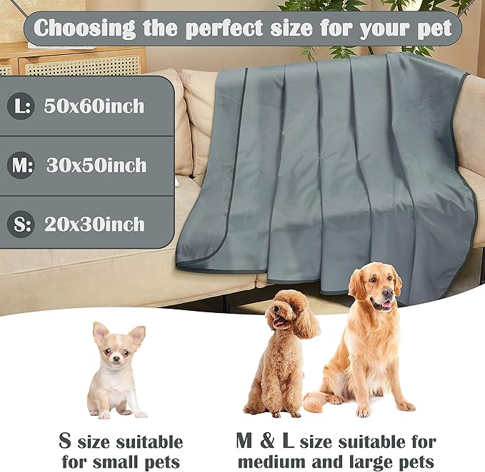 Kritter Planet Waterproof Cooling Dog Mat, Soft Pet Blanket for Summer, Lightweight Outdoor Mat, Reversible Furniture Cover, 30 x 50 inch, Grey