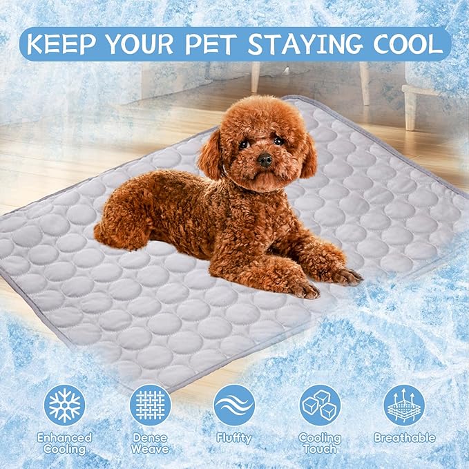 Dog Cooling Mat,2025 Upgrade Pet Cooling Mat for Dogs Cats,Summer Ice Silk Cool Mats & Sleeping Pad for Indoor or Outdoor,Perfect as Blanket for Kennel Sofa Bed Floor Car (Grey, Large, 26.7"x20.8")