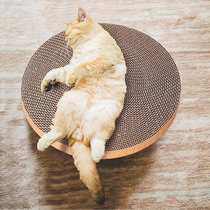 Round cat Scratcher Refill, 10 inch Diameter, 7/8 inch Thickness Scratcher Replacement Pads, Scratching Board Circle, Scratch pad, scratchers for Indoor Cats (5 pcs)