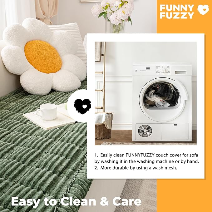 FUNNY FUZZY Pet Couch Covers for Sofa, Washable Dog Couch Cover Protector, Flannel Couch Covers for Dogs Pet- Friendly Mat Bed Sofa Cover (Dark Green, 27.6"×59.1")