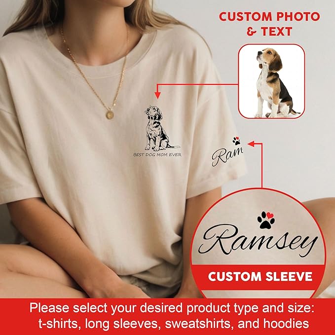 Custom Dog Mom Shirt Gifts for Women, Mother's Day Hoodie, Custom Shirt with Dog Picture for Women