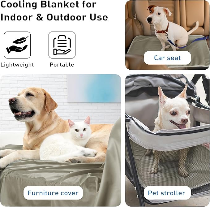 Kritter Planet Waterproof Cooling Dog Mat, Soft Pet Blanket for Summer, Lightweight Outdoor Mat, Reversible Furniture Cover Couch Sofa Bed, 50 x 60 inch, Taupe