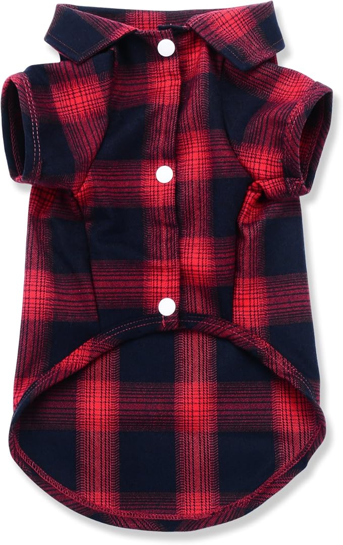 Koneseve Dog Shirt, Pet Plaid Clothes Shirt T-Shirt, Sweater Bottoming Shirt for Small Dog Cat Puppy Grid Adorable Wearing Stylish Cozy Halloween,Christmas Costumes (Red;XS/Extra Small)